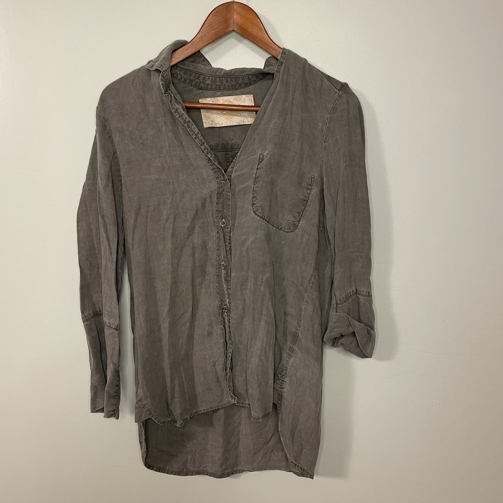 Bella Dahl Womens Button Down Shirt Size S Gray